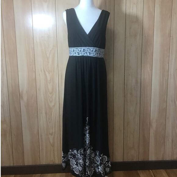 Forever Floral V-Neck Sleeveless Soft & Silky Maxi Dress L - Picture 1 of 3